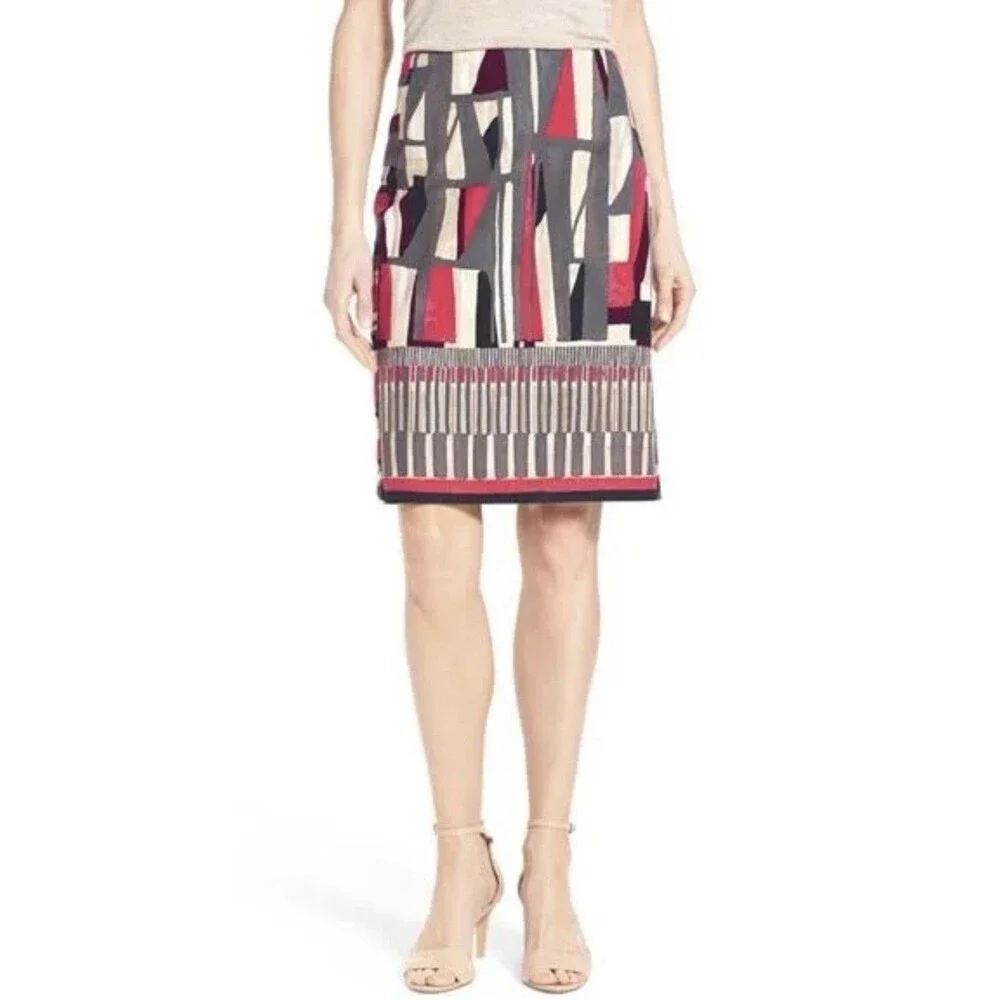 NIC+ZOE Women Size 10 'Starboard' Geo-Print Pencil Skirt Office Career